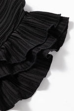 Load image into Gallery viewer, Black Textured Ruffled Sleeve V Neck Top - Fashion Queen - 12