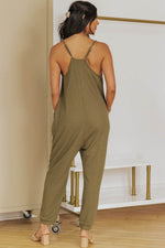 Load image into Gallery viewer, Black Textured Sleeveless V-Neck Pocketed Casual Jumpsuit - Fashion Queen - 25