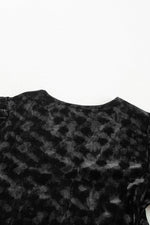 Load image into Gallery viewer, Black Textured V Neck Balloon Sleeve Velvet Mini Dress - Fashion Queen - 11