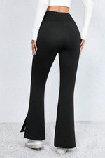 Load image into Gallery viewer, Black Thermal Lined Split Flare Leg Pants - Fashion Queen - 3