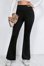 Load image into Gallery viewer, Black Thermal Lined Split Flare Leg Pants - Fashion Queen - 4