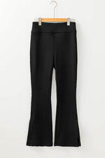 Load image into Gallery viewer, Black Thermal Lined Split Flare Leg Pants - Fashion Queen - 7