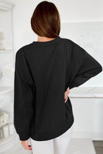 Load image into Gallery viewer, Black Tinsel Game Day Drop Shoulder Graphic Sweatshirt - Fashion Queen - 19