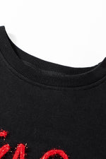 Load image into Gallery viewer, Black Tinsel Game Day Drop Shoulder Graphic Sweatshirt - Fashion Queen - 22