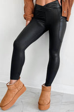 Load image into Gallery viewer, Black V Crossover High Waist Pocketed Leggings - Fashion Queen - 1