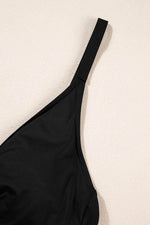 Load image into Gallery viewer, Black V Neck Twist Ruched Crisscross Backless One-Piece Swimsuit - Fashion Queen - 10