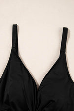 Load image into Gallery viewer, Black V Neck Twist Ruched Crisscross Backless One-Piece Swimsuit - Fashion Queen - 11