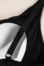 Load image into Gallery viewer, Black V Neck Twist Ruched Crisscross Backless One-Piece Swimsuit - Fashion Queen - 13