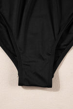 Load image into Gallery viewer, Black V Neck Twist Ruched Crisscross Backless One-Piece Swimsuit - Fashion Queen - 9