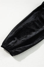 Load image into Gallery viewer, Black Velvet Long Sleeve Surplice High Waist Mini Dress - Fashion Queen - 8