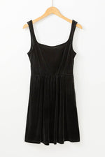 Load image into Gallery viewer, Black Velvet Square Neck Sleeveless High Waist Mini Dress with Pockets - Fashion Queen - 7