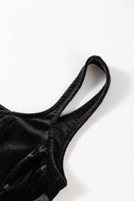 Load image into Gallery viewer, Black Velvet Square Neck Sleeveless High Waist Mini Dress with Pockets - Fashion Queen - 8