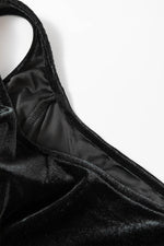 Load image into Gallery viewer, Black Velvet Square Neck Sleeveless High Waist Mini Dress with Pockets - Fashion Queen - 9