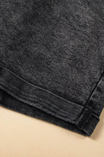 Load image into Gallery viewer, Black Vintage Washed Frilled High Waist Denim Shorts - Fashion Queen - 16