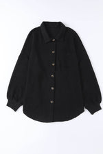 Load image into Gallery viewer, Black Waffle Knit Button Up Casual Shirt - Fashion Queen - 12