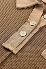 Load image into Gallery viewer, Black Waffle Knit Buttoned Long Sleeve Top - Fashion Queen - 25