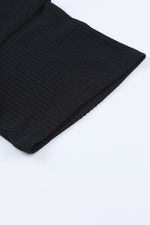 Load image into Gallery viewer, Black Waffle Knit Drop Shoulder Loose Top - Fashion Queen - 18