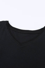Load image into Gallery viewer, Black Waffle Knit Drop Shoulder Loose Top - Fashion Queen - 19