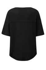 Load image into Gallery viewer, Black Waffle Knit Drop Shoulder Loose Top - Fashion Queen - 22