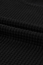 Load image into Gallery viewer, Black Waffle Knit Ruched Puff Sleeve Top - Fashion Queen - 10