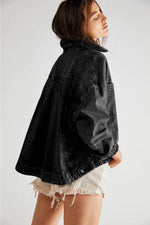 Load image into Gallery viewer, Black Washed Oversize Pocketed Denim Jacket - Fashion Queen - 2