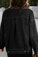 Load image into Gallery viewer, Black Washed Oversize Pocketed Denim Jacket - Fashion Queen - 5