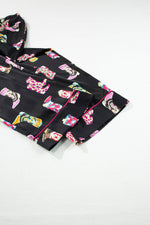 Load image into Gallery viewer, Black Western Cowgirl Boots Printed Satin Long Pajama Set - Fashion Queen - 16