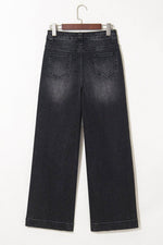 Load image into Gallery viewer, Black Wide Leg Pocketed High Waist Jeans - Fashion Queen - 5