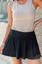 Load image into Gallery viewer, Black Wide Waistband Ruched Skort - Fashion Queen - 3