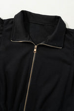 Load image into Gallery viewer, Black Zipper Flutter Sleeve Drawstring High Waist Jumpsuit - Fashion Queen - 17