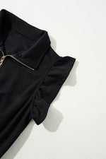 Load image into Gallery viewer, Black Zipper Flutter Sleeve Drawstring High Waist Jumpsuit - Fashion Queen - 18