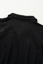 Load image into Gallery viewer, Black Zipper Flutter Sleeve Drawstring High Waist Jumpsuit - Fashion Queen - 21