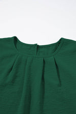 Load image into Gallery viewer, Blackish Green Flounce Sleeve Pleated Textured Blouse - Fashion Queen - 11