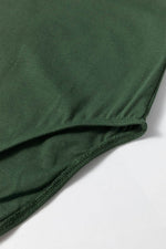 Load image into Gallery viewer, Blackish Green Solid Color Square Neck Long Sleeve Slim Fit Bodysuit - Fashion Queen - 12