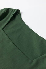 Load image into Gallery viewer, Blackish Green Solid Color Square Neck Long Sleeve Slim Fit Bodysuit - Fashion Queen - 8