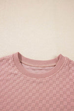 Load image into Gallery viewer, Blossom Checkered Textured Long Sleeve Top and Shorts Set - Fashion Queen - 13