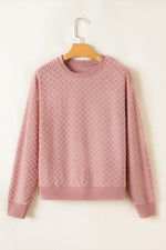 Load image into Gallery viewer, Blossom Checkered Textured Long Sleeve Top and Shorts Set - Fashion Queen - 5