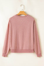 Load image into Gallery viewer, Blossom Checkered Textured Long Sleeve Top and Shorts Set - Fashion Queen - 6