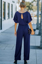 Load image into Gallery viewer, Blue Belted Wide Leg Jumpsuit - Fashion Queen - 11