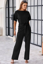 Load image into Gallery viewer, Blue Belted Wide Leg Jumpsuit - Fashion Queen - 17