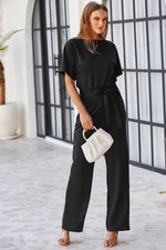 Load image into Gallery viewer, Blue Belted Wide Leg Jumpsuit - Fashion Queen - 19