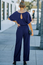 Load image into Gallery viewer, Blue Belted Wide Leg Jumpsuit - Fashion Queen - 2