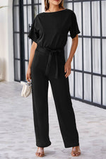 Load image into Gallery viewer, Blue Belted Wide Leg Jumpsuit - Fashion Queen - 21