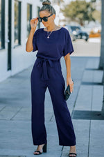 Load image into Gallery viewer, Blue Belted Wide Leg Jumpsuit - Fashion Queen - 3