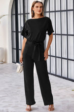 Load image into Gallery viewer, Blue Belted Wide Leg Jumpsuit - Fashion Queen - 4