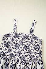 Load image into Gallery viewer, Blue Boho Geometric Print Shirred High Waist Wide Leg Jumpsuit - Fashion Queen - 11