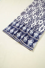 Load image into Gallery viewer, Blue Boho Geometric Print Shirred High Waist Wide Leg Jumpsuit - Fashion Queen - 14