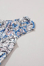 Load image into Gallery viewer, Blue Boho Paisley Print Off Shoulder Maxi Dress - Fashion Queen - 14