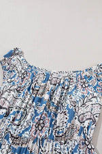 Load image into Gallery viewer, Blue Boho Paisley Print Off Shoulder Maxi Dress - Fashion Queen - 15