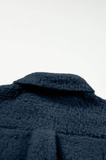 Load image into Gallery viewer, Blue Contrast Flap Pocket Single Breasted Teddy Coat - Fashion Queen - 16